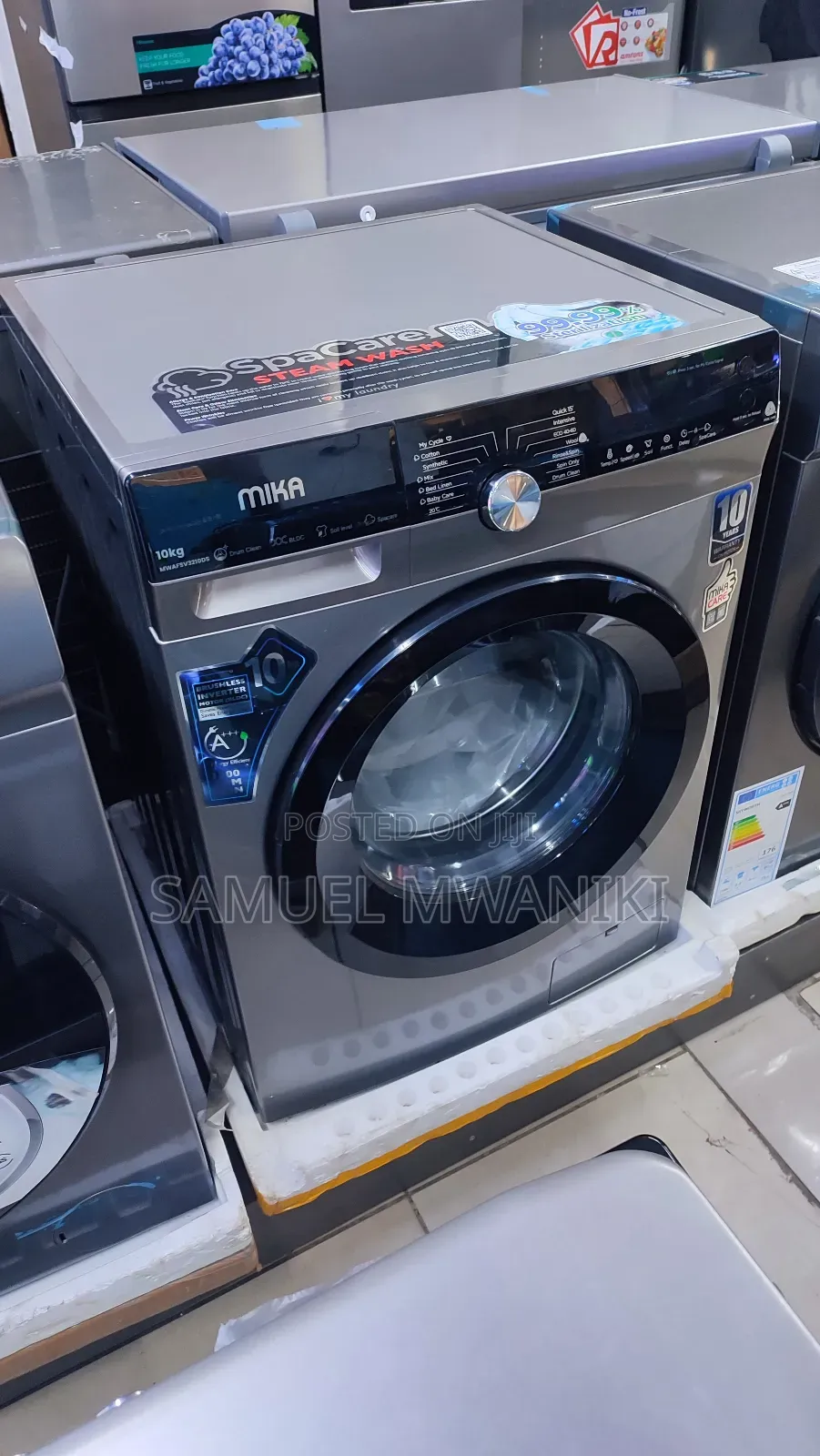 Mika 10kg Front Load Washing Machine Has Spa Care Steam Wash