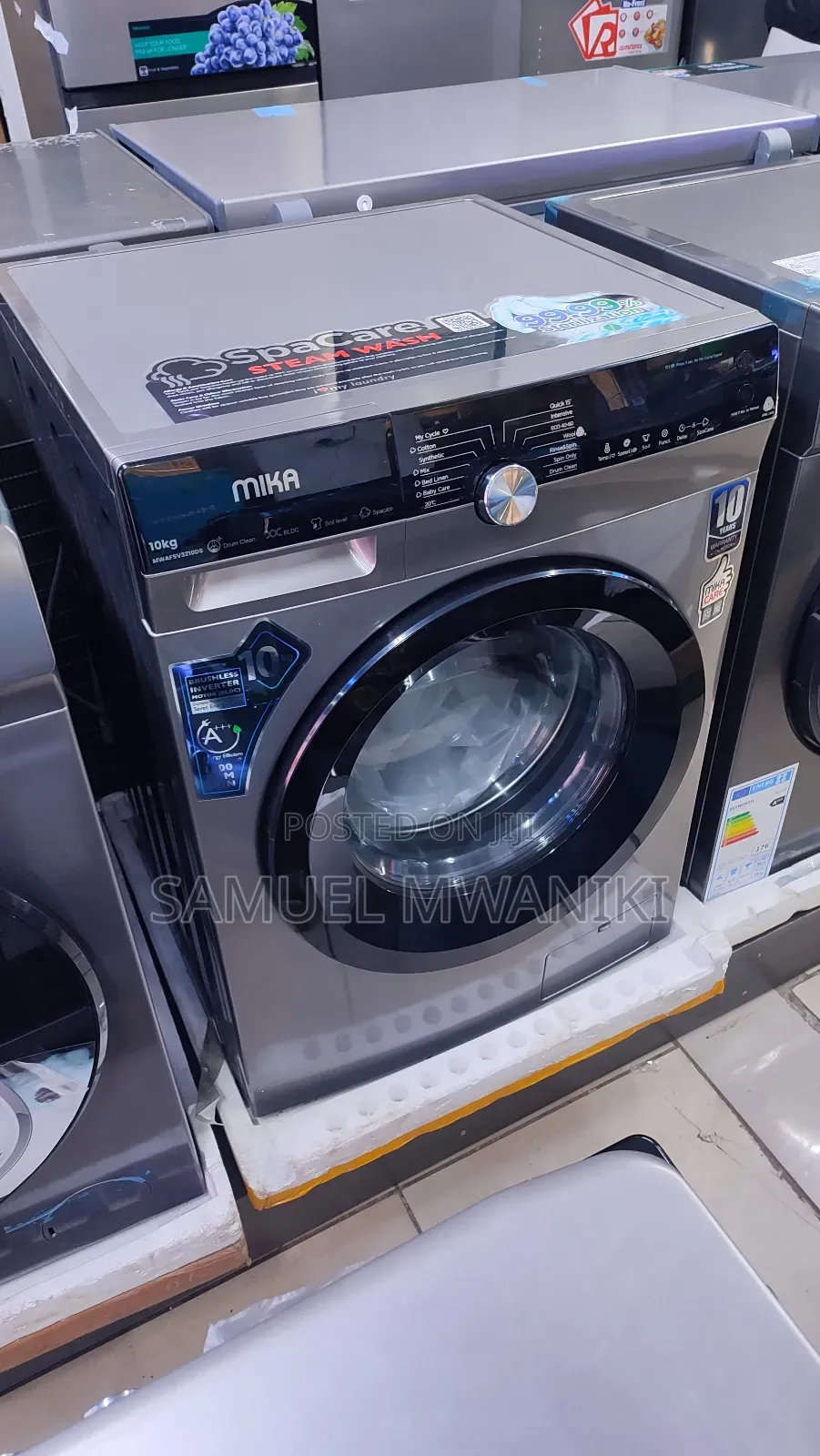 Mika 10kg Front Load Washing Machine Has Spa Care Steam Wash