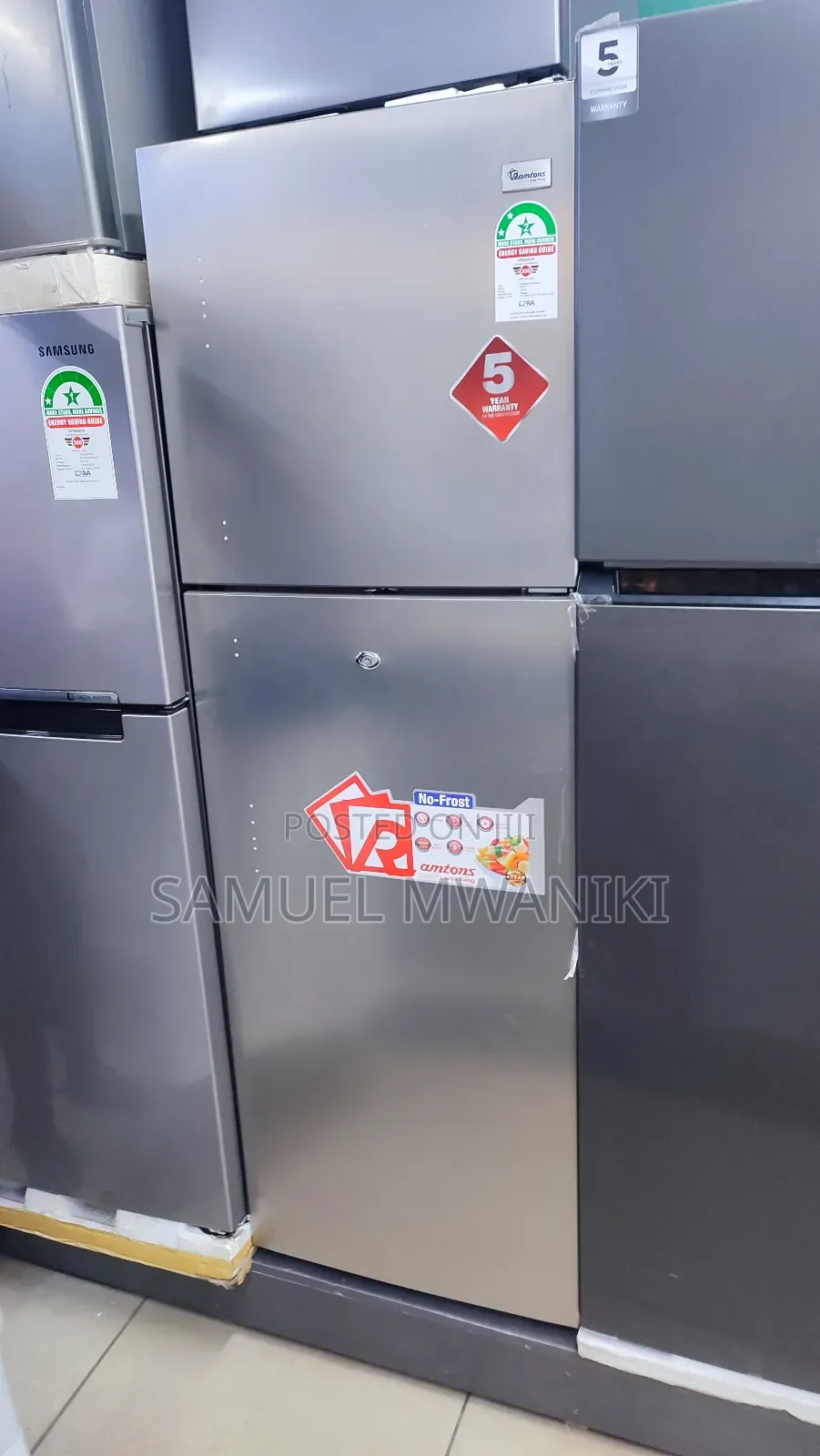 Ramtons 243 Litres Double Door No Frost Fridge Silver Rf/317