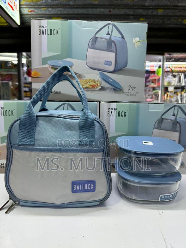 3PCS /Set Insulated Lunch Bag 2pcs Glass Microwave Safe