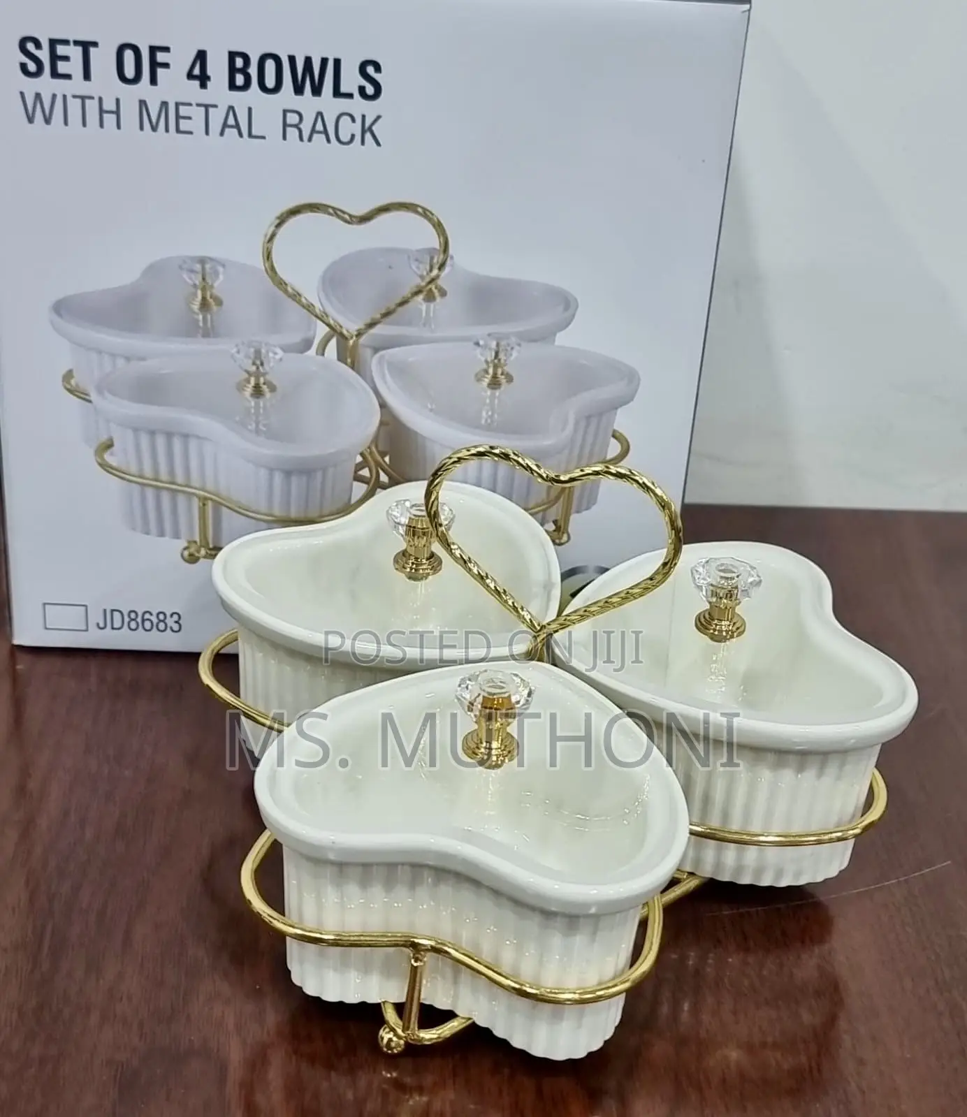 Set of 3 Ceramic Love Shape Sugar Bowls Acrylic Lids