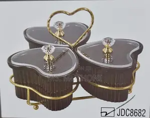 Set of 3 Ceramic Love Shape Sugar Bowls Acrylic Lids