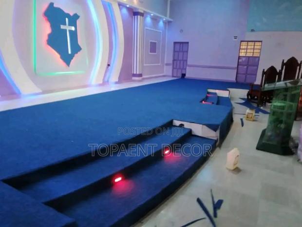 Delta Blue Wall to Wall Church Pulpit Carpet - main view