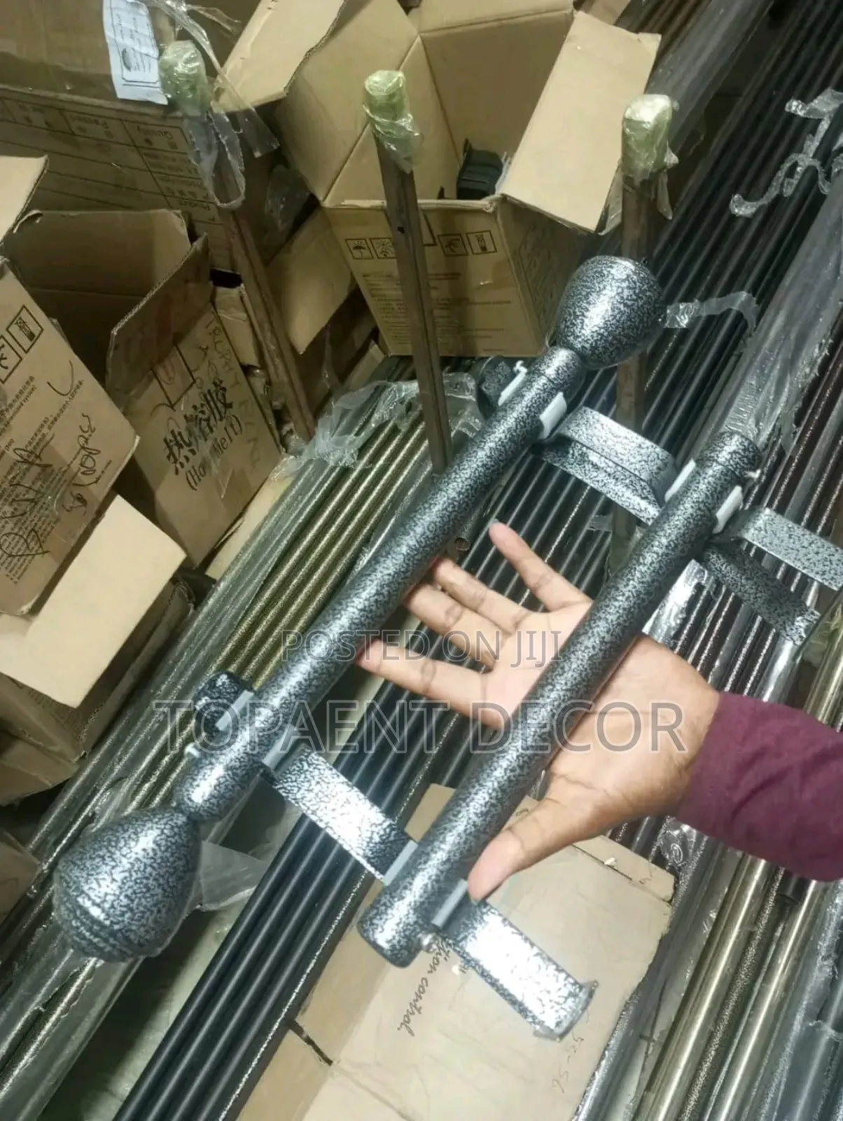 1m Double Juakali Grey Window Curtain Rods