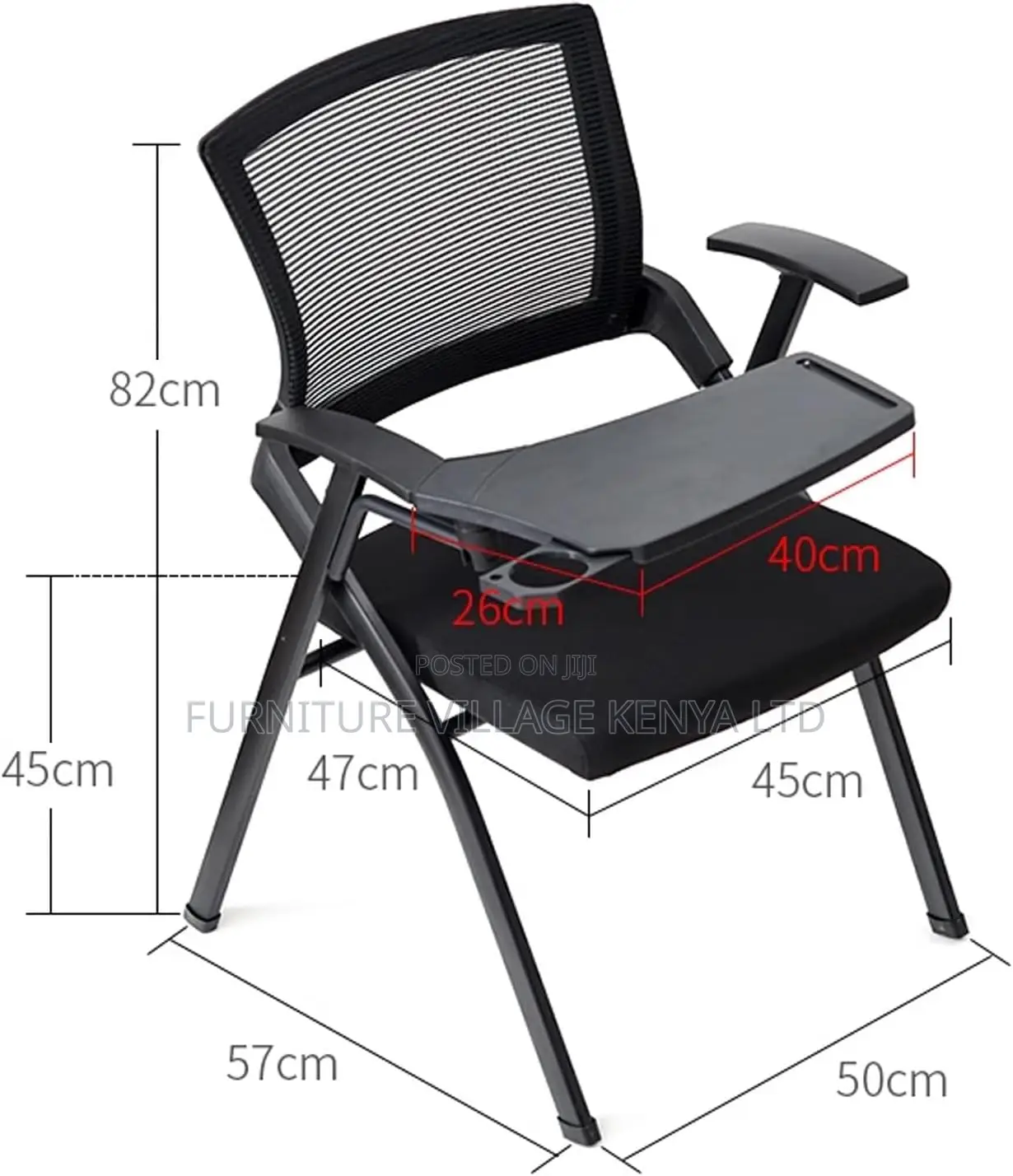 Folding Study Chair With Writing Pad