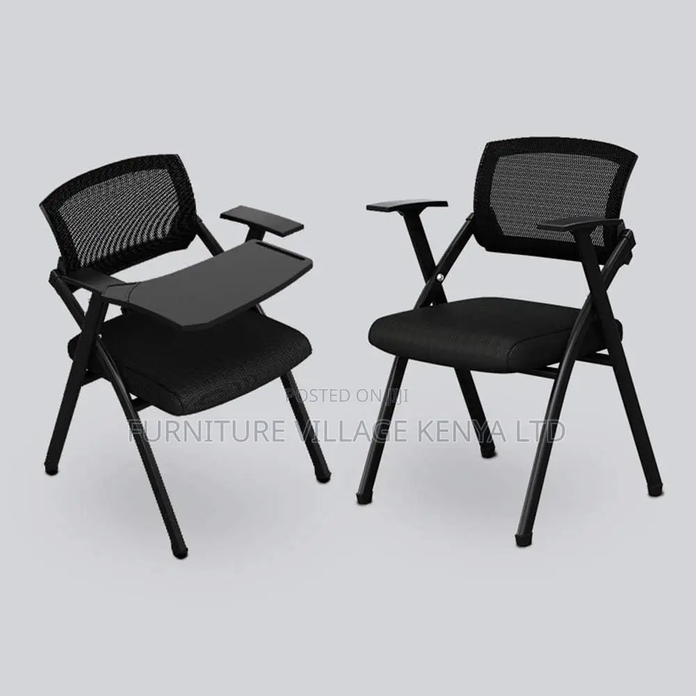 Folding Training Chair, Black Meeting Room Desk Seat
