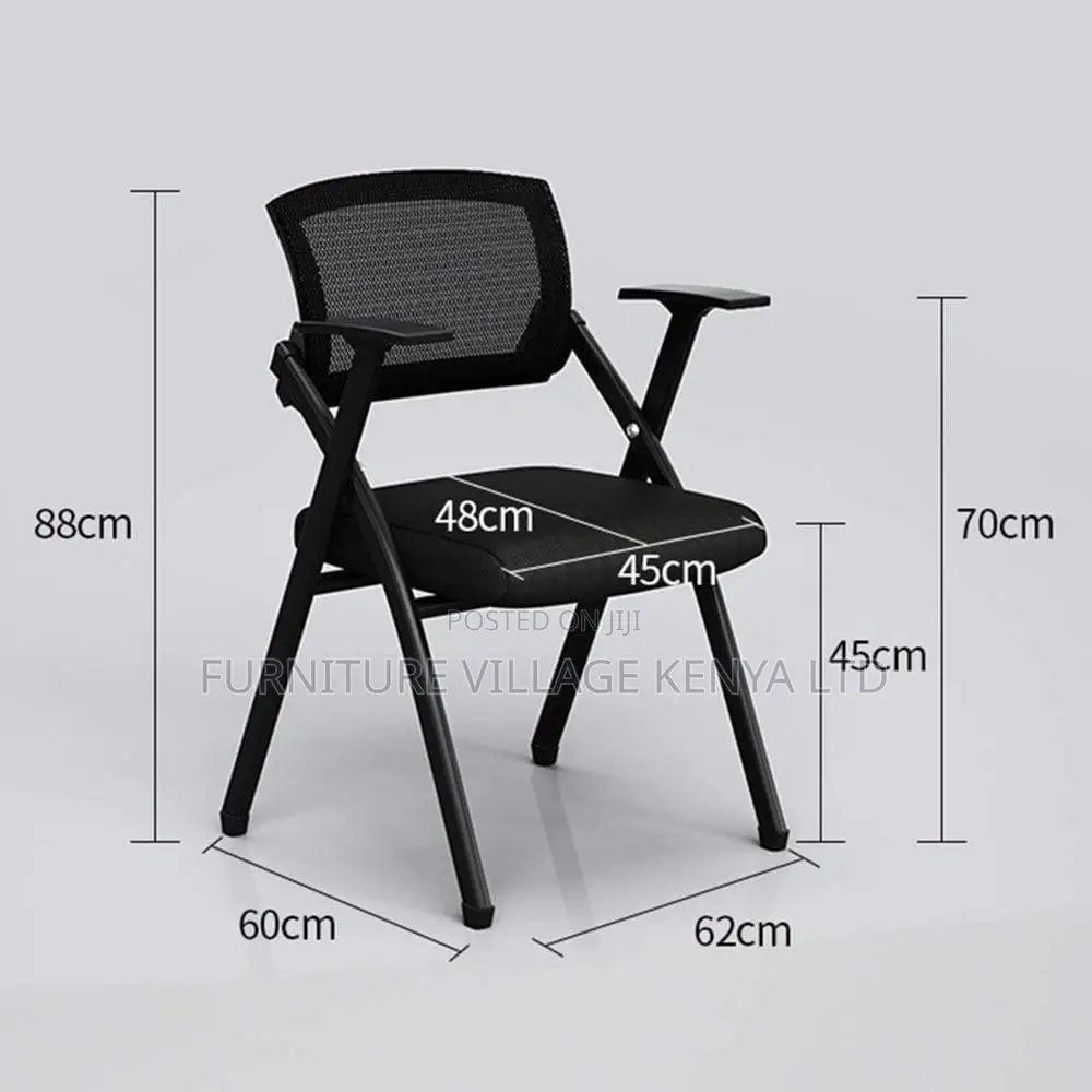 Folding Training Chair, Black Meeting Room Desk Seat