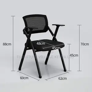 Folding Training Chair, Black Meeting Room Desk Seat