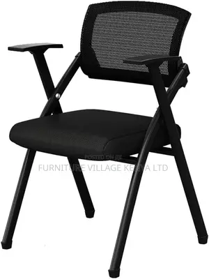 Folding Training Chair, Black Meeting Room Desk Seat