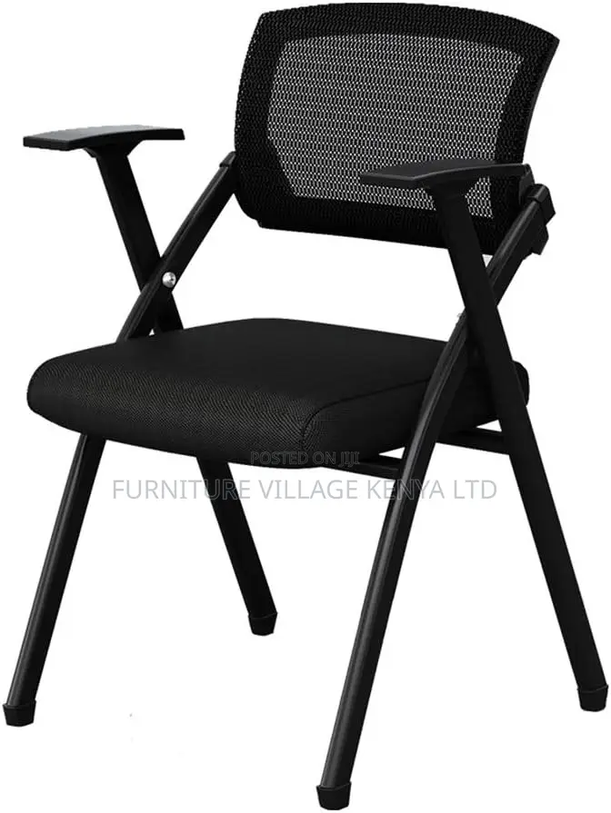 Folding Training Chair, Black Meeting Room Desk Seat