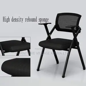 Folding Training Chair, Black Meeting Room Desk Seat
