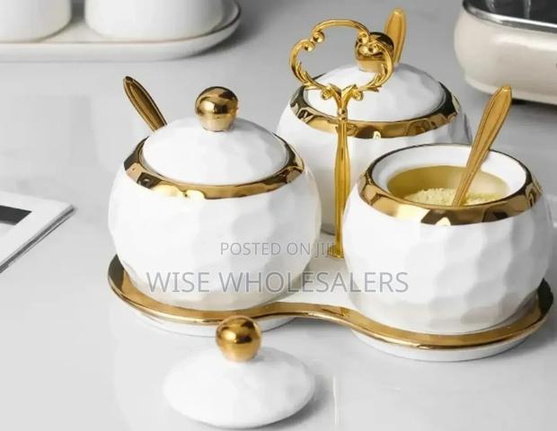 Three Piece Suit Sugar Triangle Shape Condiment Set•°°• °°