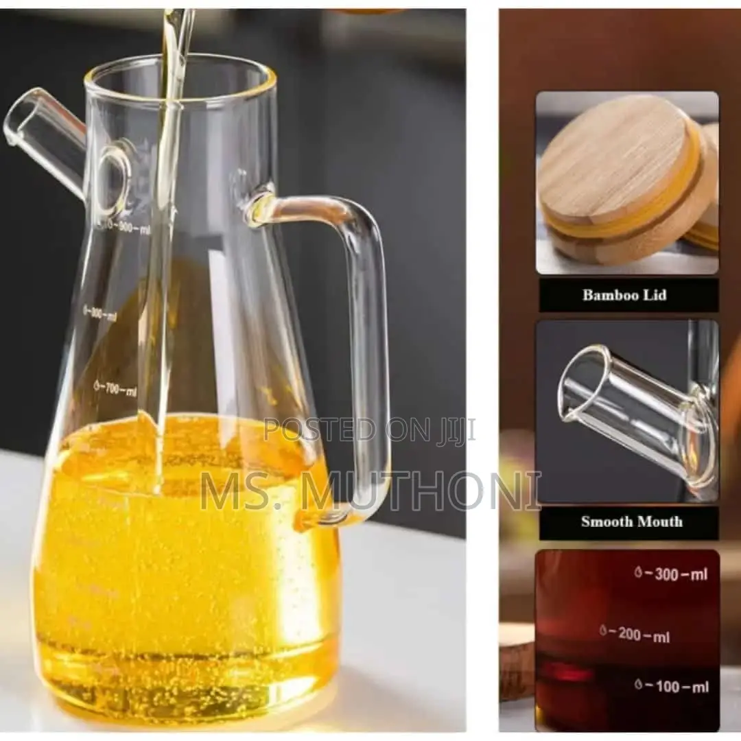 1000ml Glass Oil Bottle With Bamboo Lid