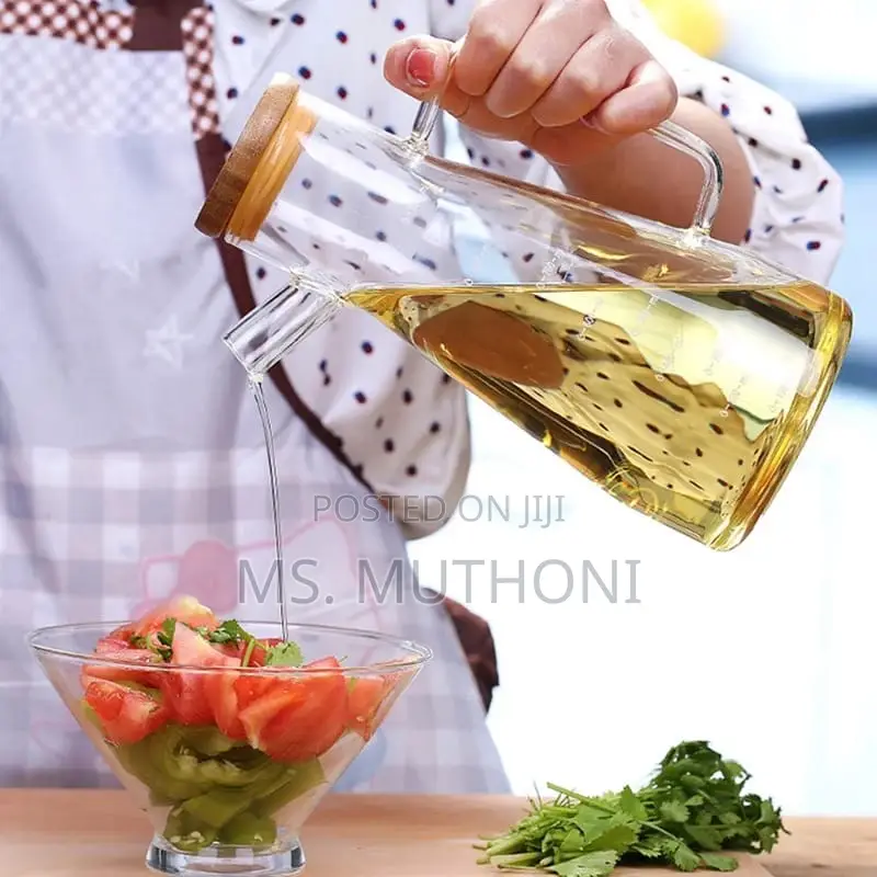 1000ml Glass Oil Bottle With Bamboo Lid
