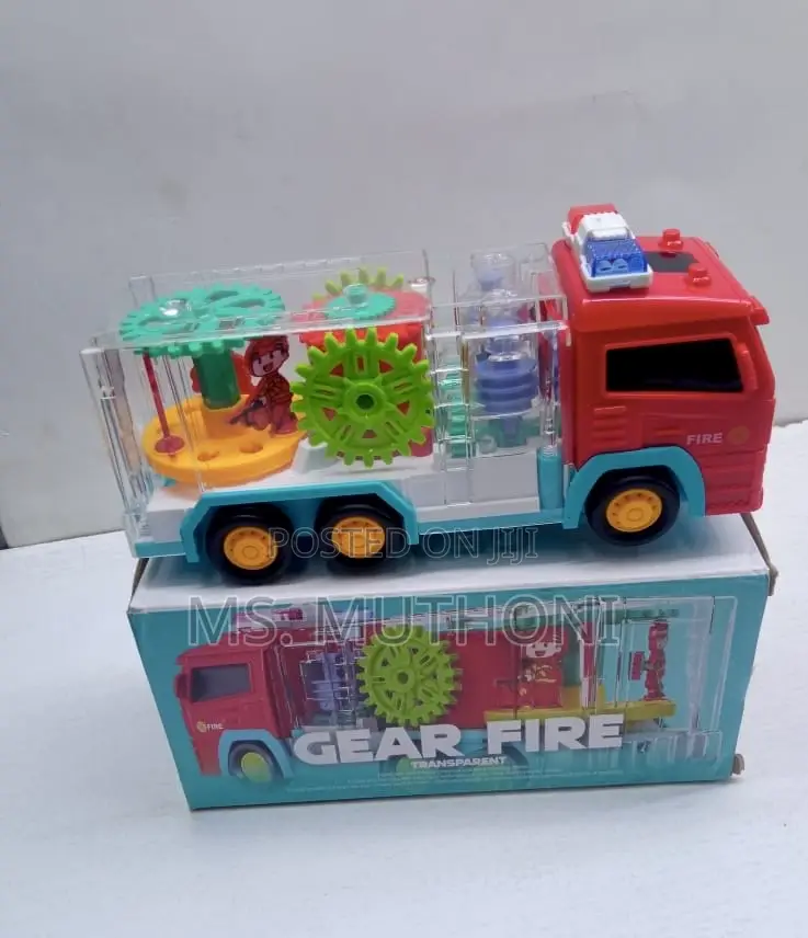 Transparent Gear Fire Truck Battery Powered