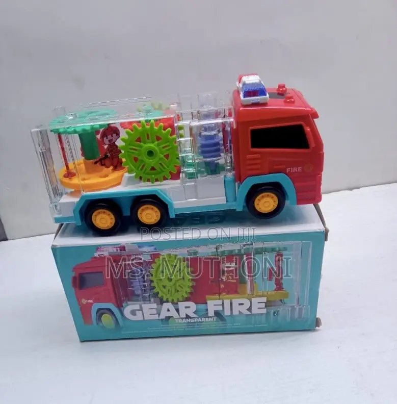Transparent Gear Fire Truck Battery Powered