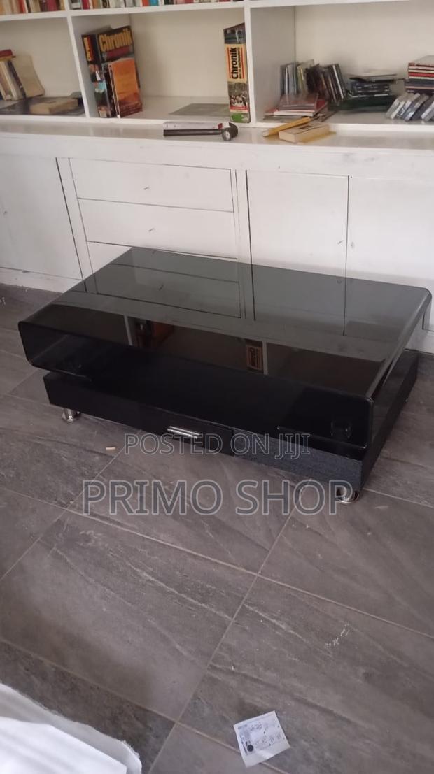 Curved Black Glass Coffee Table, Modern Home Coffee Table