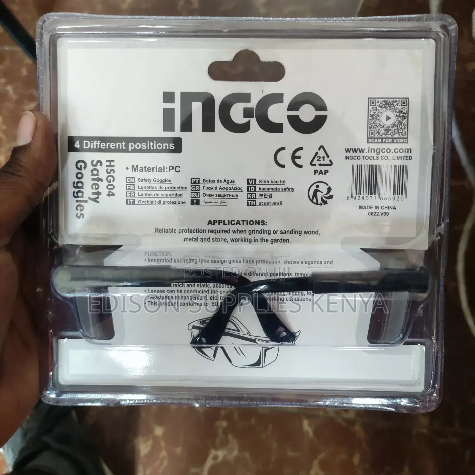 INGCO Safety Goggles HSG04 Clear Safety Glasses Adjustable