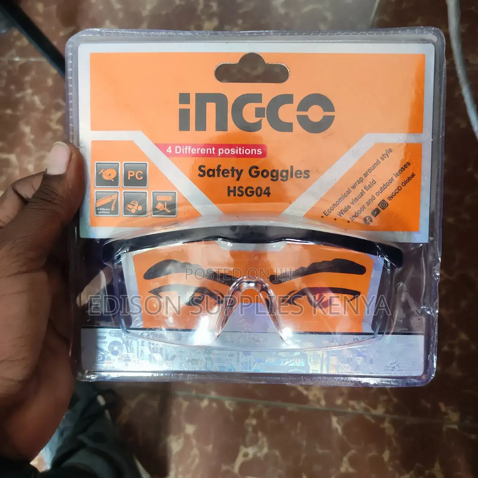 INGCO Safety Goggles HSG04 Clear Safety Glasses Adjustable