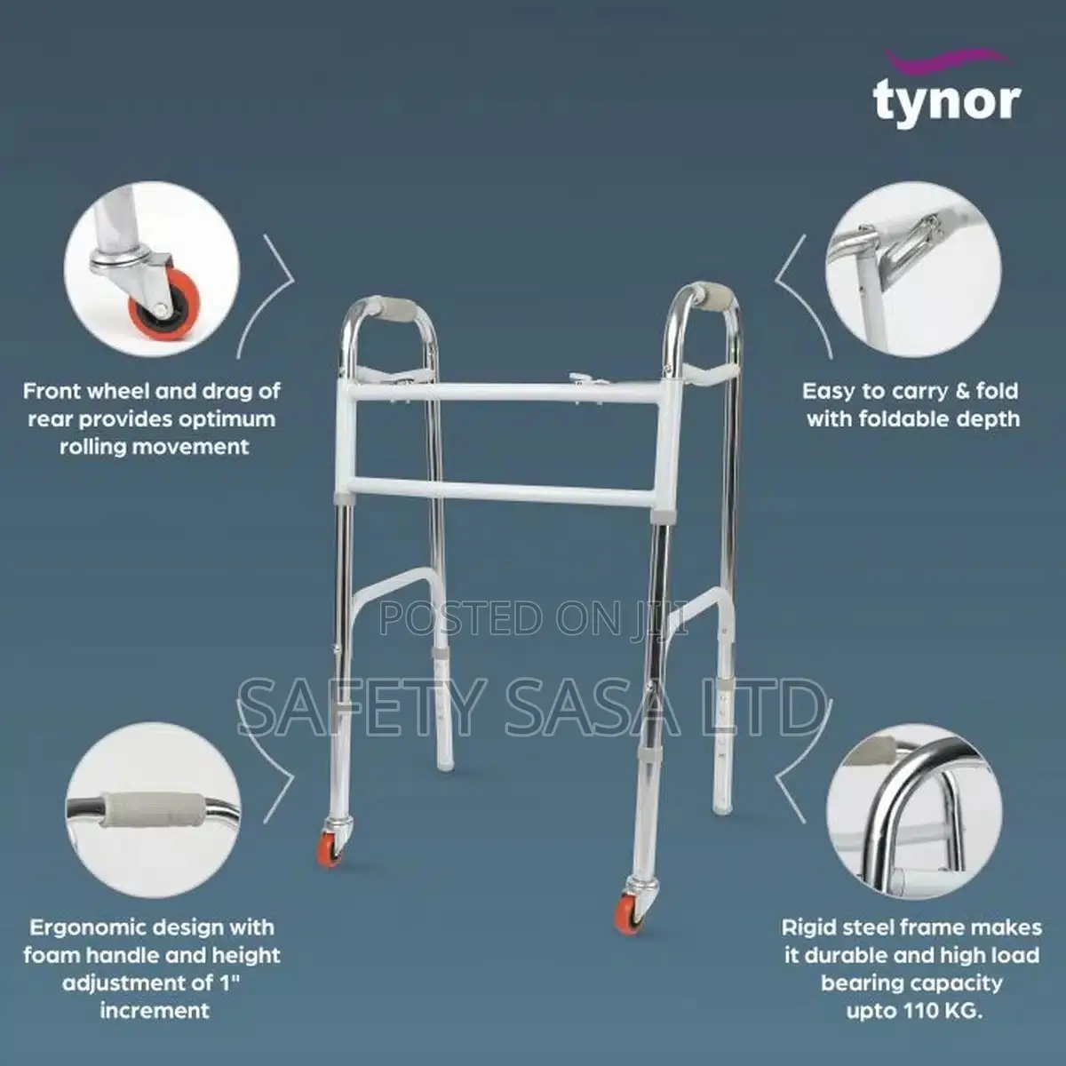 Heavy Duty Walking Frame With Front Wheels