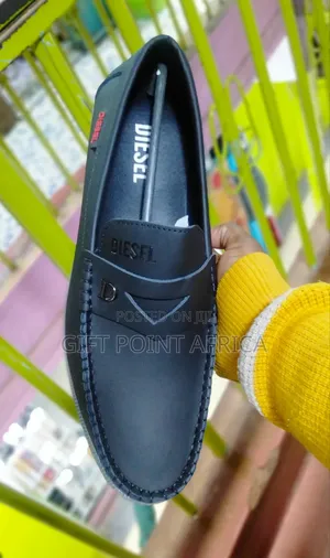 Black Diesel Loafers Shoes for Men