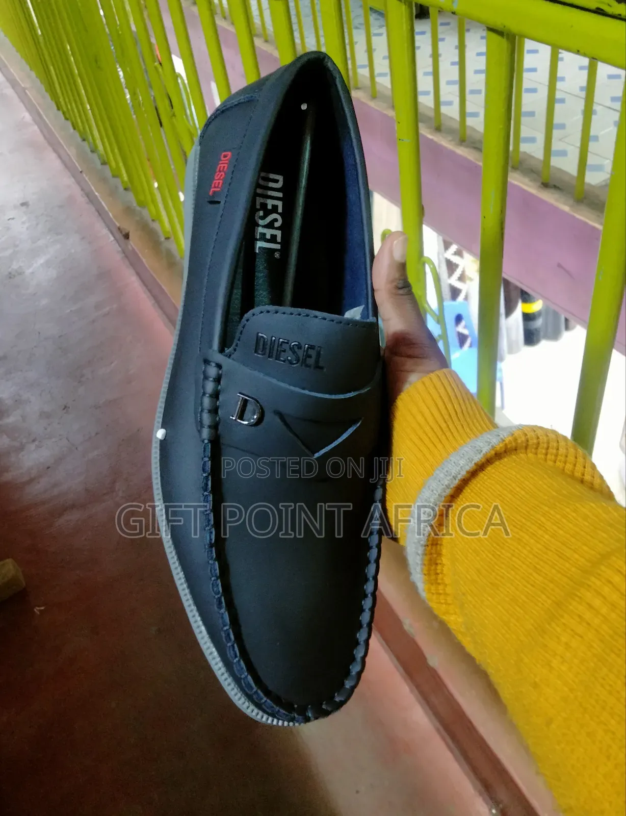 Black Diesel Loafers Shoes for Men
