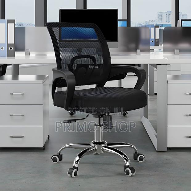 Elegant Black Midback Mesh Task Chair With Adjustable Height - main view