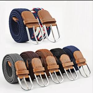 Stretchable Braided Cotton Belt For Men/Women Black Brown - thumbnail 2