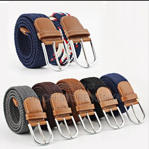 Stretchable Braided Cotton Belt For Men/Women Black Brown - main view