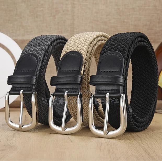 Stretchable Braided Cotton Belt For Men/Women Black Brown - thumbnail 3