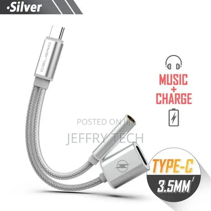 2 in 1 Usb-C to 3.5mm Aux Audio Cable Earphone Jack Adapter