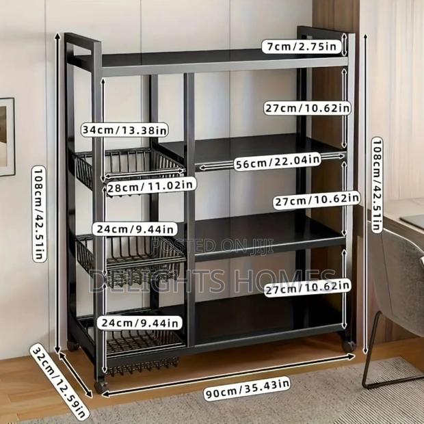 Kitchen Rack With Movable Lockable Wheels - thumbnail 3