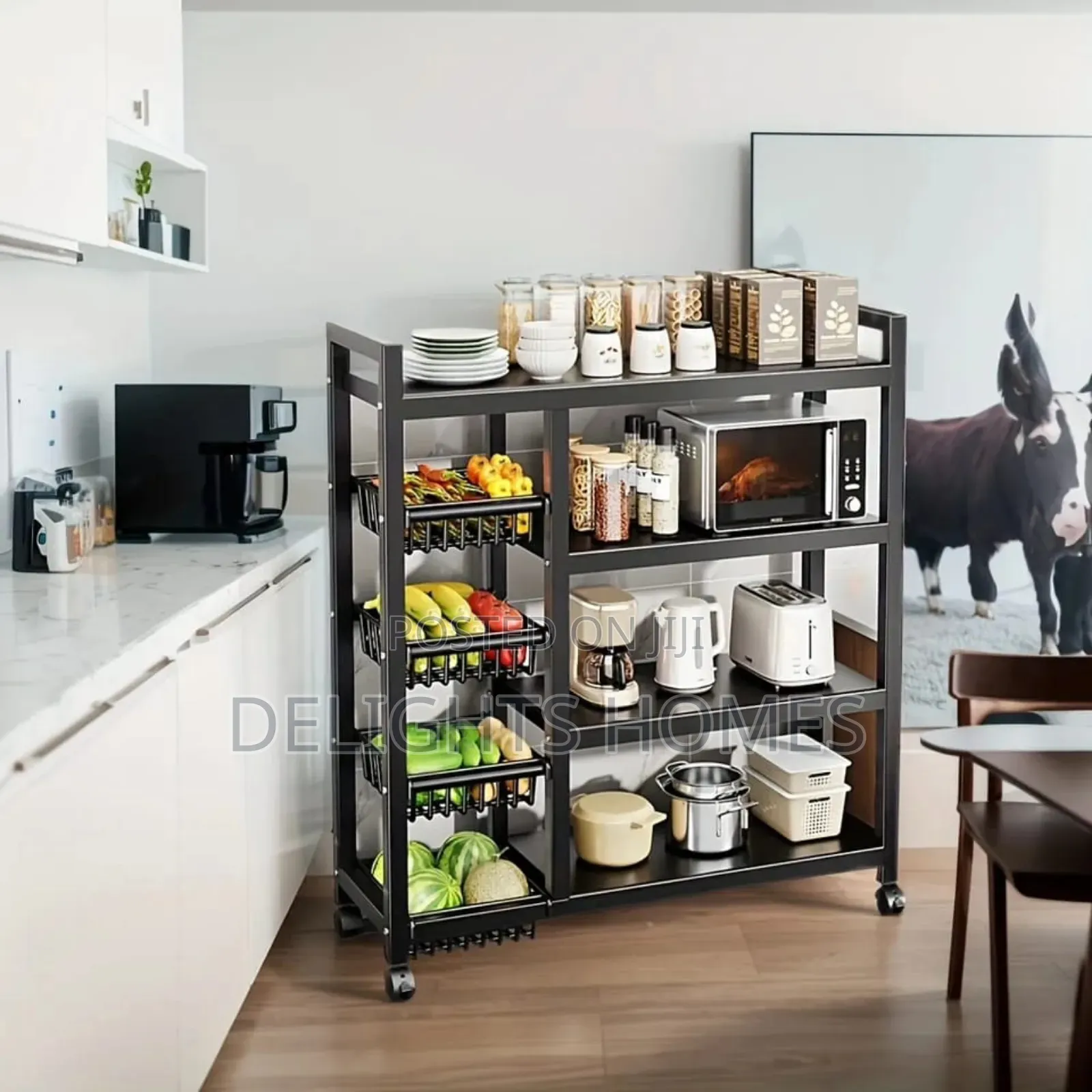 Kitchen Rack With Movable Lockable Wheels