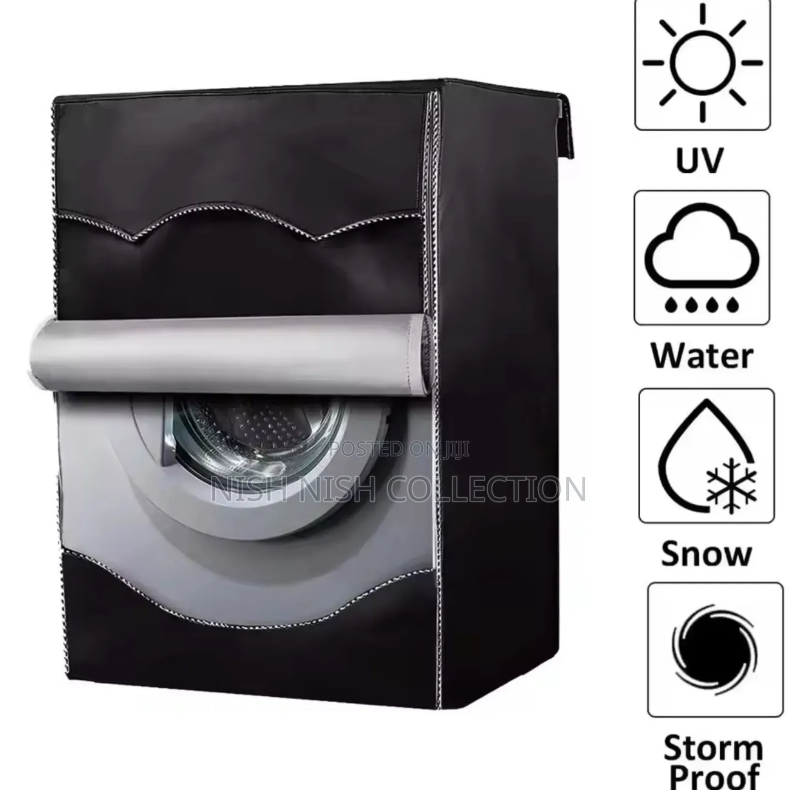 Black Waterproof Washing Machine Cover