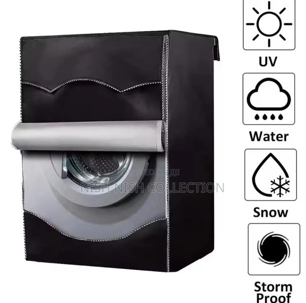 Black Waterproof Washing Machine Cover - main view