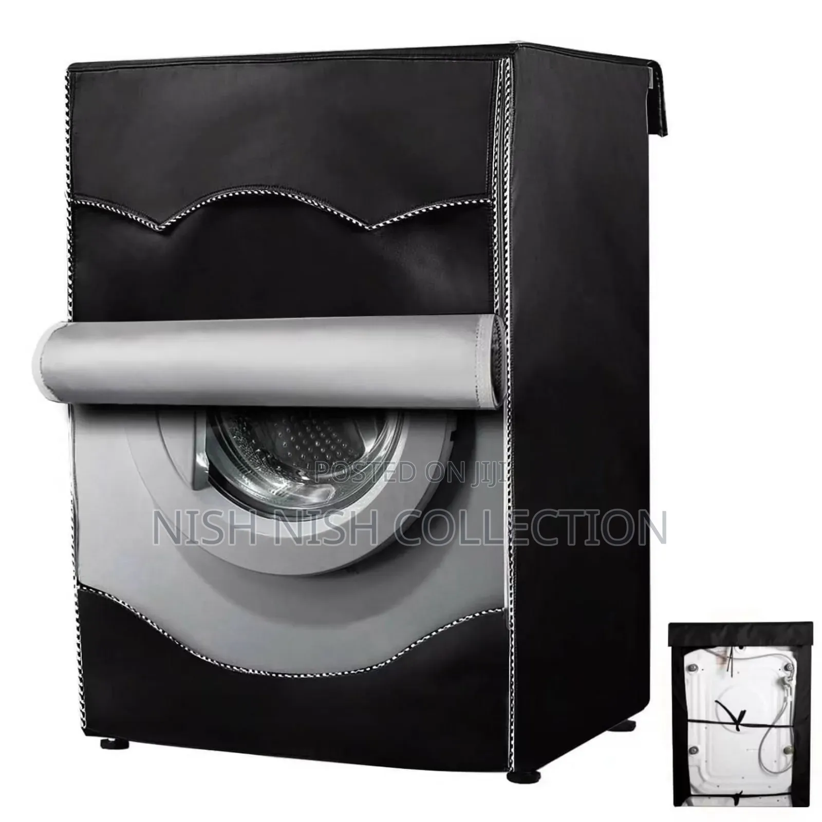 Black Waterproof Washing Machine Cover