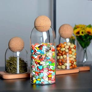Open Ball Cork Transparent Jar With Bamboo Lid* - thumbnail 2