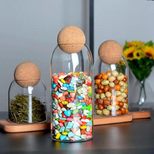 Open Ball Cork Transparent Jar With Bamboo Lid* - main view