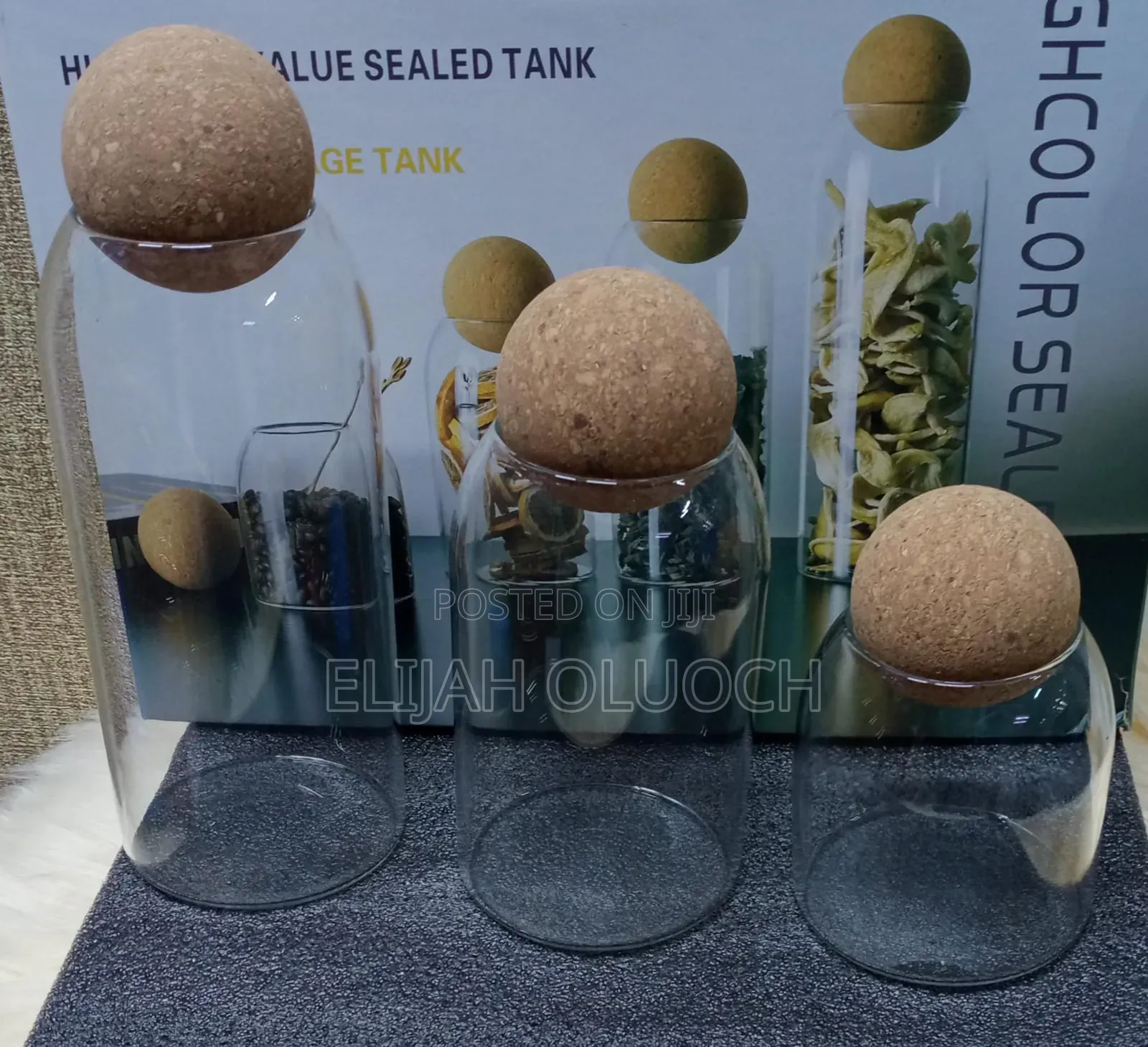 Open Ball Cork Transparent Jar With Bamboo Lid*