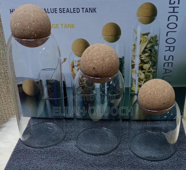 Open Ball Cork Transparent Jar With Bamboo Lid* - thumbnail 3