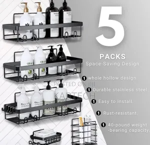 5pcs Set Rectangular Shower Caddy Shelf