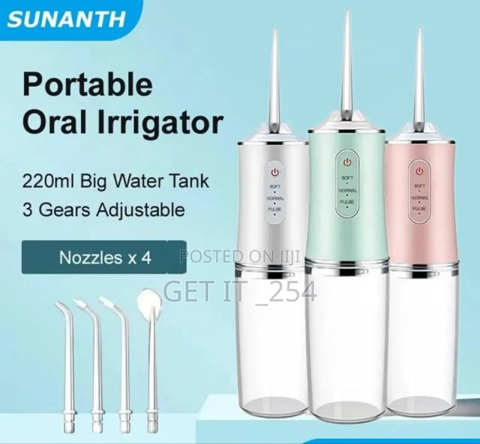 *Rechargeable Portable Oral Irrigator With 4 Nozzles