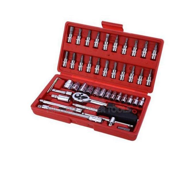 46pcs Socket Set 1/4 Car Tool Kit Ratchet Wrench Combination - main view
