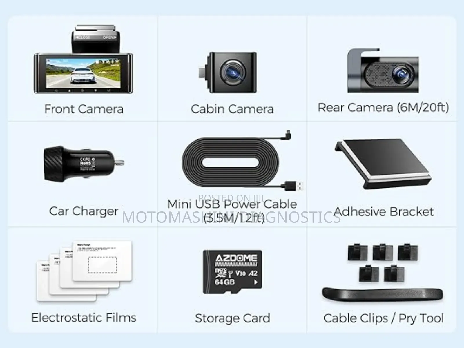 Azdome M550pro 3 Channel Car Dashcam Recorder Kit