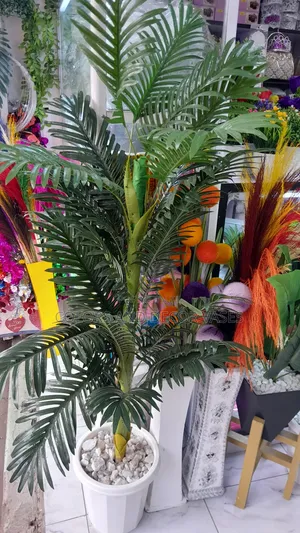 1.5m Long Plant Palm Artificial With Vase White Stones