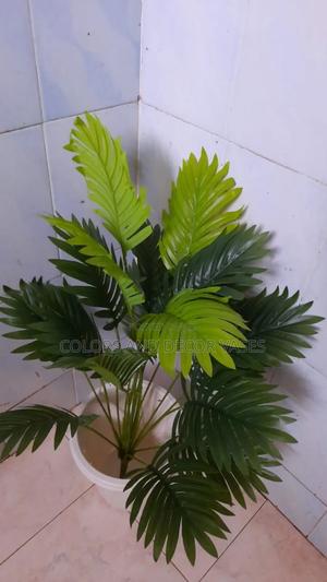 Palm Plant Vase and Plastic Vase Plus Stones White - thumbnail 2