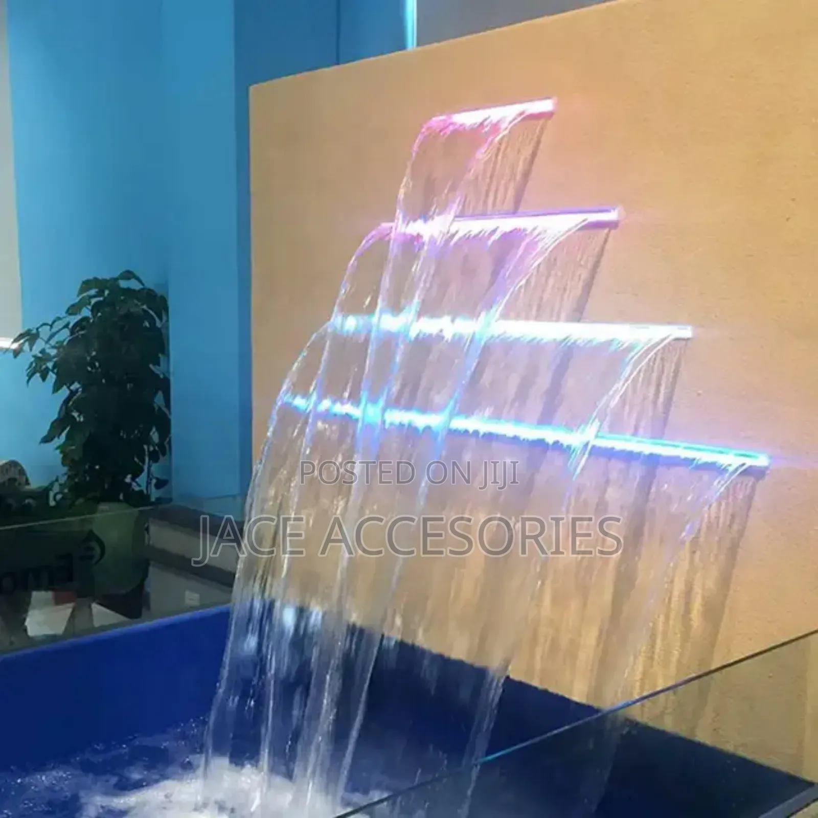 Swimming Pool Waterfall With Led Lights