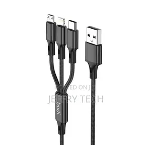 Budi 3 in 1 USB Tolightning/Type-C/Micro 1meter Braidedcable