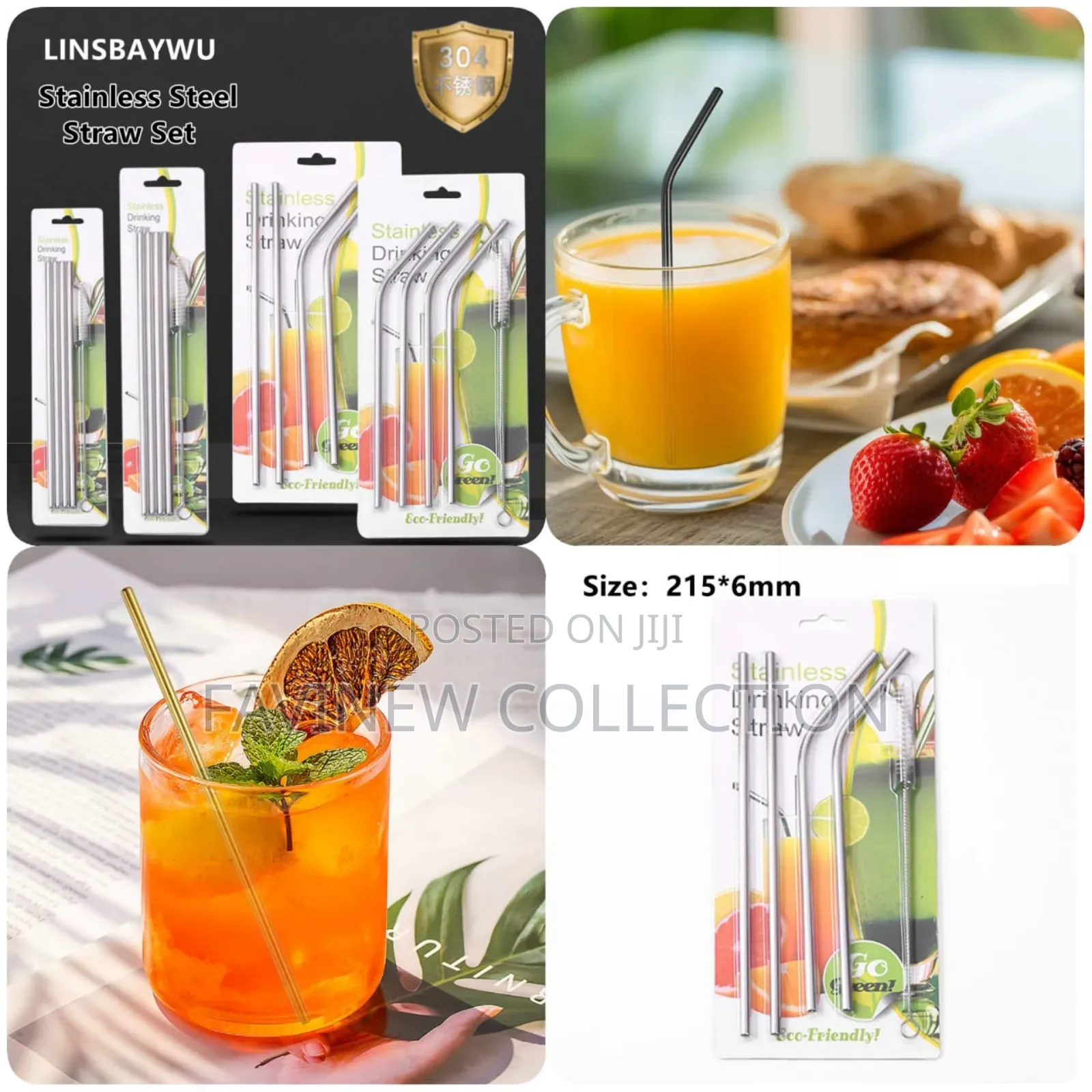 5pc Stainless Steel Reusable Straws