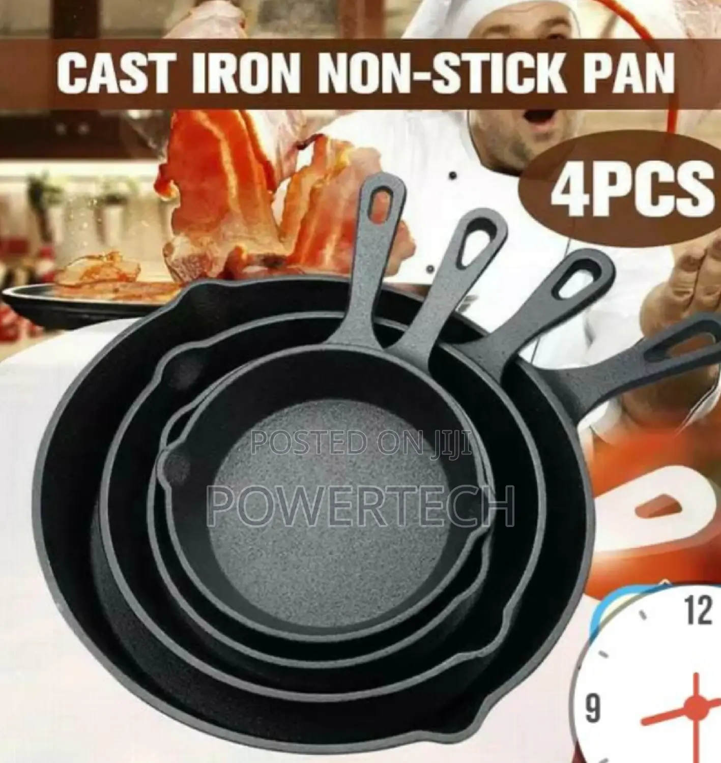 4pcs Cast Iron Frying Pan/Skillet